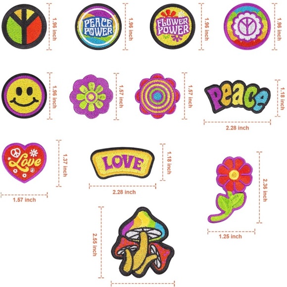12 Pcs.Peace Patch iron on patches - Picture 4 of 7